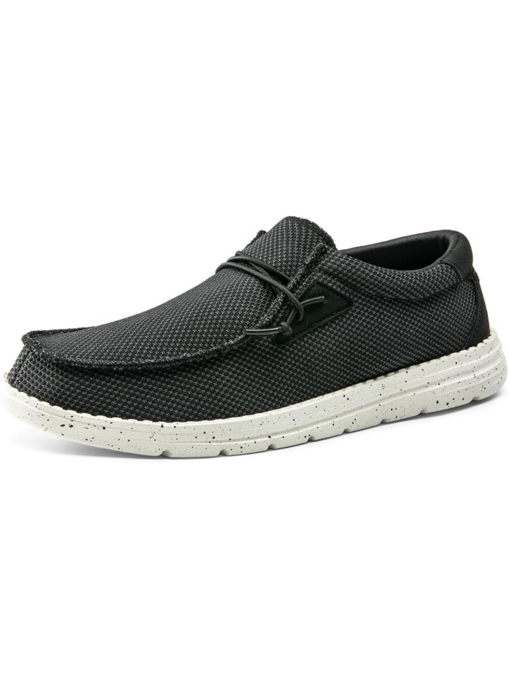 Bruno Marc Men's Black White Round Toe Breathable Flexible Casual Slip On Loafer